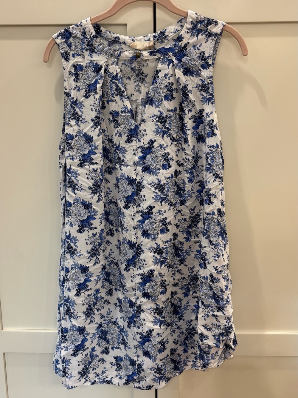 Altar'd State White and Blue Floral Sleeveless Dress